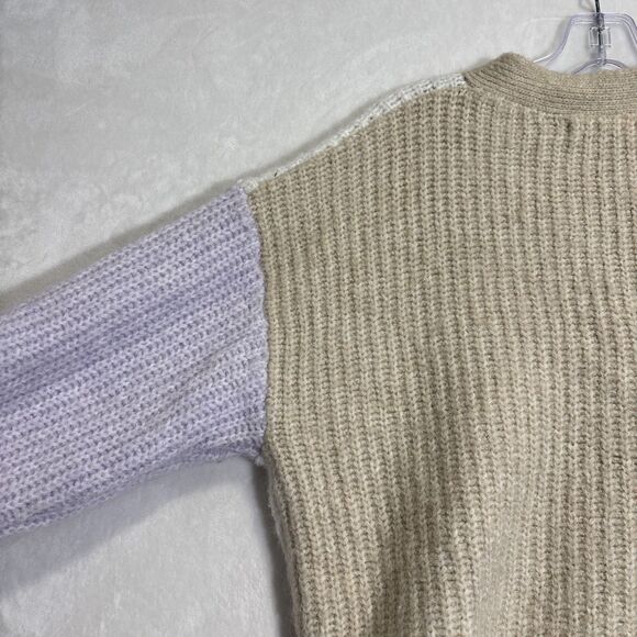 MNG MANGO Women's Knit Cropped Color Block Cardigan Sweater Alpaca Wool Blend - Picture 9 of 15